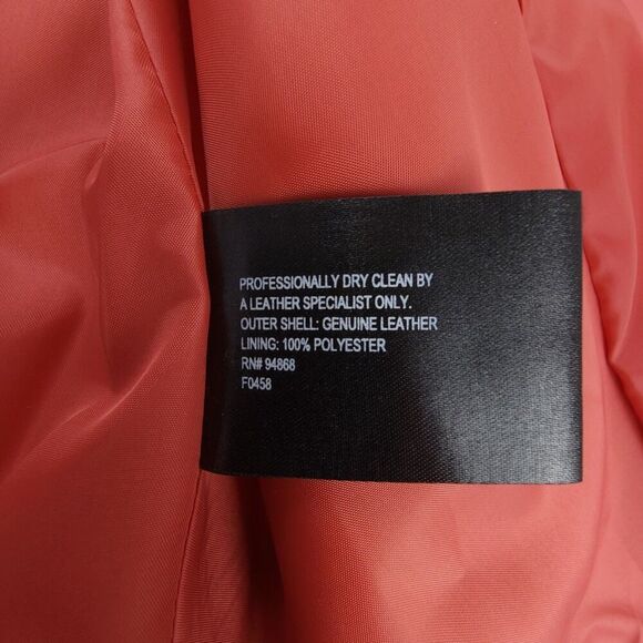 BERNARDO Vintage 90s Button Down Leather Jacket Western Horse Girl Coral Pink - Picture 8 of 8